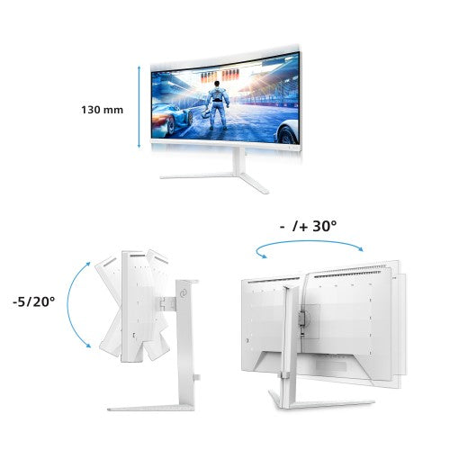 Philips 34IN 21:9 FAST VA 200HZ 3440X14 40 HAS 130MM HDMI X 2X 2.0 DP X computer monitor 86.4 cm (34") 3440 x 1440 pixels White