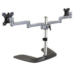 StarTech.com Dual Monitor Stand - Ergonomic Desktop Monitor Stand for up to 32" (17.6lb/8kg) VESA Displays - Free-Standing Articulating Universal Computer Monitor Mount - Adjustable Height - Silver