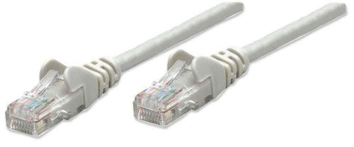 Intellinet Network Patch Cable, Cat5e, 1m, Grey, CCA, U/UTP, PVC, RJ45, Gold Plated Contacts, Snagless, Booted, Lifetime Warranty