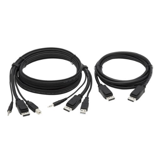Tripp Lite Dual DisplayPort KVM Cable Kit - DP, USB, 3.5 mm Audio (3xM/3xM) + DP (M/M), 4K, 4:4:4, 6 ft. (1.83 m), Black