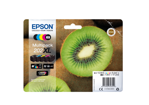 Epson C13T02G74010/202XL Ink cartridge multi pack high-capacity Bk,PhBk,C,M,Y 13,8ml 7,9ml 3x8,5ml Pack=5 for Epson XP 6000