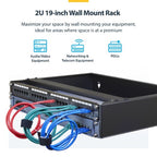 StarTech.com 2U Wall Mount Network Rack - 14In. Deep (Low Profile) - 19" Patch Panel Bracket for Shallow Server, IT Equipment, Network Switches - 77lbs/35kg Weight Capacity, Black