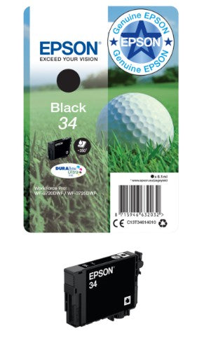 Epson C13T34614020/34 Ink cartridge black Blister Acustic Magnetic, 350 pages 6,1ml for Epson WF-3720