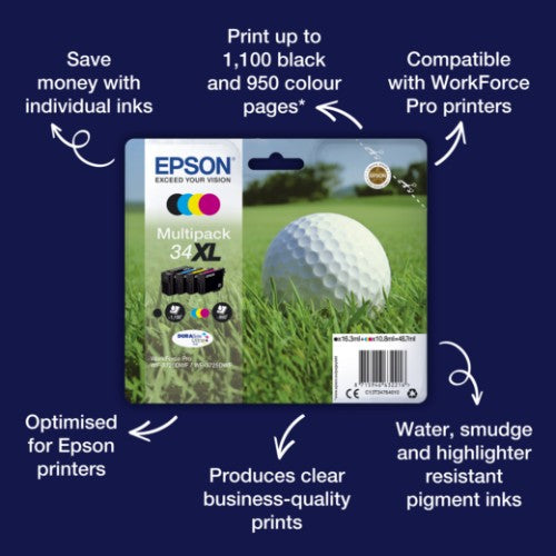 Epson C13T34664010/34 Ink cartridge multi pack Bk,C,M,Y 6,1ml + 3x4,2ml Pack=4 for Epson WF-3720