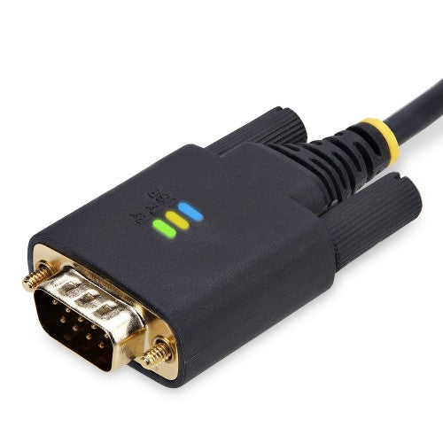 StarTech.com 10ft (3m) USB to Null Modem Serial Adapter Cable, Interchangeable DB9 Screws/Nuts, COM Retention, USB-A to RS232, FTDI, Level-4 ESD Protection, Windows/macOS/ChromeOS/Linux - Rugged TPE Construction
