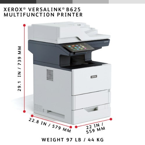 Xerox VersaLink B625 A4 61ppm Duplex Copy/Print/Scan/Fax PS3 PCL5e/6 2 Trays 650 Sheets