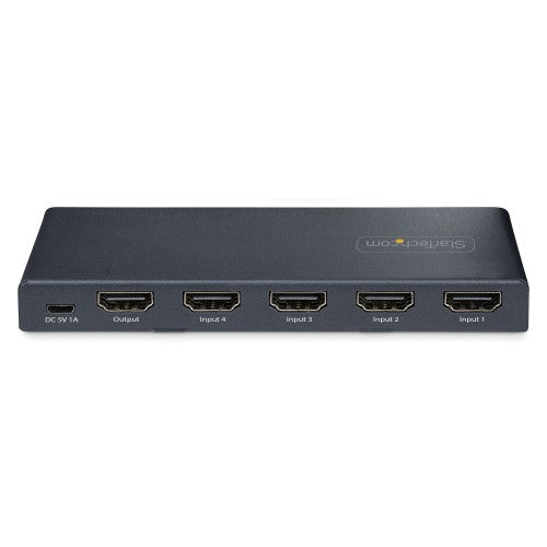StarTech.com 4-Port 8K HDMI Switch, HDMI 2.1 Switcher 4K 120Hz HDR10+, 8K 60Hz UHD, HDMI Switch 4 In 1 Out, Auto/Manual Source Switching, Power Adapter and Remote Included
