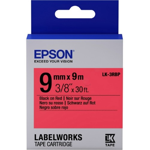 Epson C53S653001/LK-3RBP DirectLabel-etikettes black on red 9mm x 9m for Epson LabelWorks 4-18mm/36mm/6-12mm/6-18mm/6-24mm
