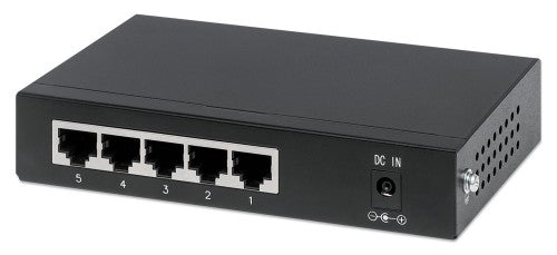 Intellinet 5-Port Gigabit Ethernet PoE+ Switch, 4 x PSE Ports, IEEE 802.3at/af Power over Ethernet (PoE+/PoE) Compliant, 60 W, Desktop (With UK 3-pin power cord)