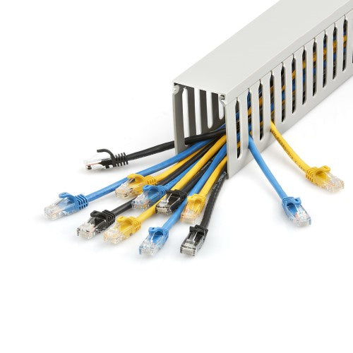 StarTech.com Open Slot Cable Management Raceway with Cover, 2"(50mm)W x 3"(75mm)H - 6.5ft(2m) length - 1/4"(8mm) Slots, PVC Network Cable Hider/Wall Wire Duct, Max 180 Cables, UL Listed