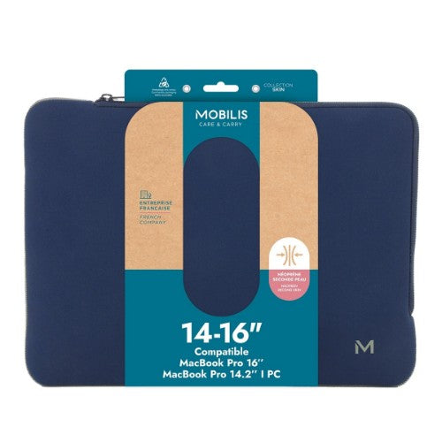 Mobilis 049022 laptop case 40.6 cm (16") Sleeve case Grey, Navy