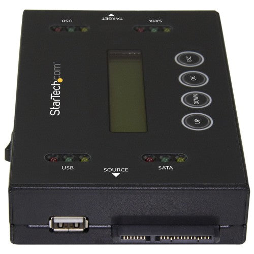 StarTech.com 1:1 Standalone Hard Drive and USB Flash Disk Duplicator and Eraser, USB Thumb Drive and SATA HDD/SSD Disk Cloner and Eraser, Hardrive Copier/Sanitizer/Wiper, LCD display, TAA