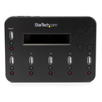 StarTech.com Standalone 1 to 5 USB Thumb Drive Duplicator and Eraser, Multiple USB Flash Drive Copier, System and File and Whole-Drive Copy at1.5 GB/min, Single and 3-Pass Erase, LCD Display - TAA