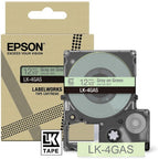 Epson C53S672105/LK-4GAS DirectLabel-etikettes gray on green 12mm x 8m for Epson LabelWorks LW-C 410/610