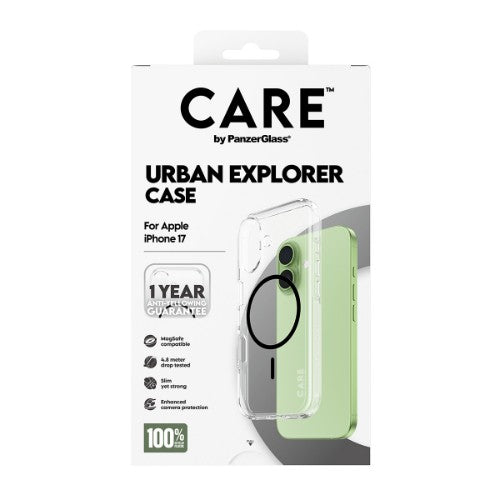PanzerGlass CARE by ® Flagship Case Transparent Urban Explorer w. Black MagSafe iPhone 17