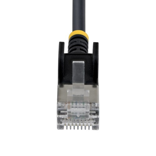 StarTech.com 1m Black Ultra Slim Cat6A Ethernet Cable, Snagless, FTP, Pure Bare Copper Wire, 34AWG Slim RJ45 Network Patch Cord, Individually Tested