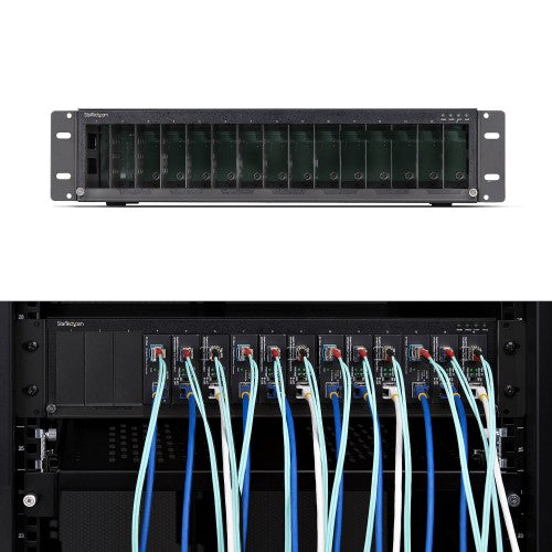 StarTech.com 15-Slot Unmanaged Media Converter Chassis for MCM Media Converter Series, Full Power Isolation, Active Cooling, 19in Rackmount, TAA Compliant