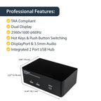 StarTech.com 2 Port Dual DisplayPort USB KVM Switch with Audio & USB 2.0 Hub