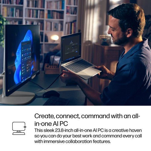 HP EliteStudio 8 G1i AI PC Wolf Pro Security Edition Intel Core Ultra 5 235 60.5 cm (23.8") 1920 x 1080 pixels Touchscreen All-in-One PC 16 GB DDR5-SDRAM 512 GB SSD Windows 11 Pro Wi-Fi 7 (802.11be) Silver