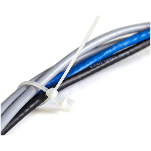 StarTech.com 4"(10cm) Cable Ties with Mounting Hole - 1/16"(2mm) wide, 7/8"(24mm) Bundle Dia. 18lb(8kg) Tensile Strength, Nylon 66 Self Locking Ties w/Screw Hole, UL Listed, 100 Pack - TAA