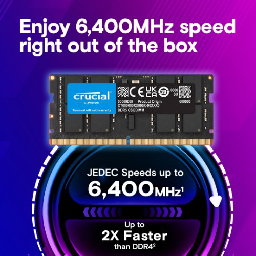 Crucial CT24G64C52CS5 memory module 24 GB 1 x 24 GB DDR5 6400 MT/s 262-pin SO-DIMM