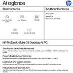 HP ProDesk 4 Mini G1i AI Intel Core Ultra 5 225T 16 GB DDR5-SDRAM 1 TB SSD Windows 11 Pro Mini PC AI PC Black