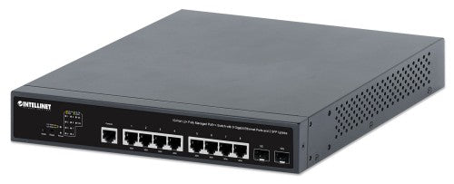 Intellinet 10-Port L2+ Fully Managed PoE++ Switch with 8 Gigabit Ethernet Ports and 2 SFP Uplinks (with UK power cord)
