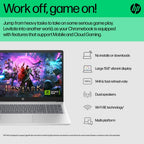 HP Chromebook 15a-nb0006na Intel® N N100 39.6 cm (15.6") HD 4 GB LPDDR5-SDRAM 128 GB UFS Wi-Fi 6 (802.11ax) ChromeOS Silver