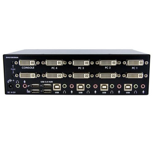 StarTech.com 4 Port Dual DVI USB KVM Switch with Audio & USB 2.0 Hub - TAA
