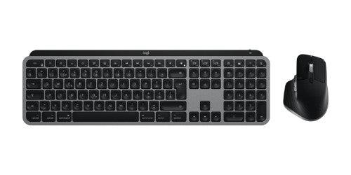 Logitech MX Keys S Combo for Mac keyboard Mouse included Home/Office RF Wireless + Bluetooth QWERTZ Swiss Aluminium, Black