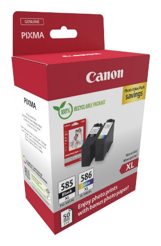 Canon 6204C005/PG-585XL/CL-586XL Ink cartridge multi pack high-capacity black + color XL + Photopaper GP-501, 2x300 pages ISO/IEC 19752 Pack=2 for Canon Pixma TS 7650