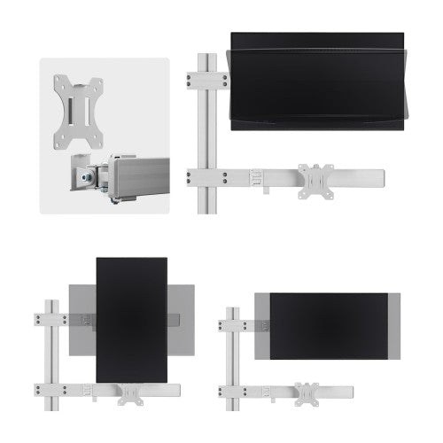 StarTech.com Six-Monitor Desk Mount with Crossbar, Up To 32-inch Computer Screens, Max 17.6lb (8kg) each, Dual Column, C-clamp/Grommet, Height Adjustable
