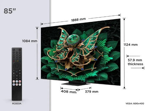 TCL 85C7K-UK TV 2.16 m (85") 4K Ultra HD Smart TV Wi-Fi Black 3000 cd/m²