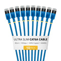 StarTech.com 30cm Blue Ultra Slim Cat6A Ethernet Cable, 10 pack, Snagless, FTP, Pure Bare Copper Wire, 34AWG Ultra Slim RJ45 Network Patch Cord, Individually Tested