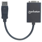 Manhattan DisplayPort to VGA HD15 Converter Cable, 15cm, Male to Female, Active, DP With Latch, Black, Lifetime Warranty, Equivalent to DP2VGA2.