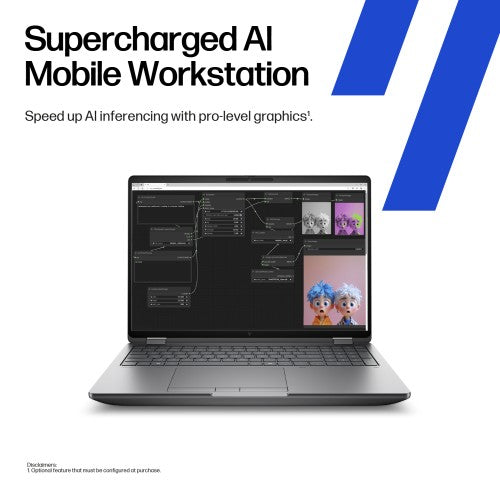 HP ZBook Fury G1i Data Science Intel Core Ultra 9 285HX Mobile workstation 40.6 cm (16") WUXGA 64 GB DDR5-SDRAM 1 TB SSD NVIDIA RTX PRO 3000 Blackwell Wi-Fi 7 (802.11be) Windows 11 Pro AI Workstation, AI PC Silver