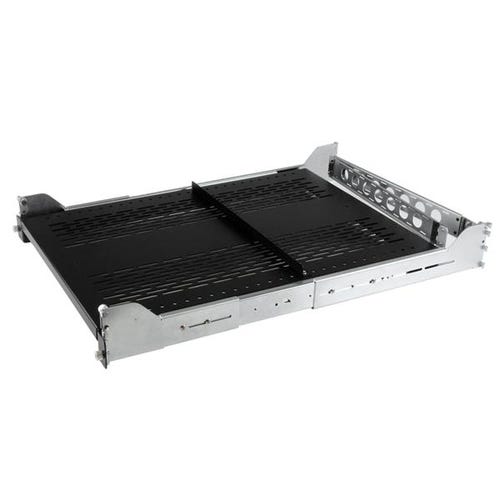 StarTech.com 2U Vented Sliding Server Rack Shelf w/ Cable Management Arm - 27.7 to 31.6in Adjustable Mounting Depth - 50lb - 19" Server Tray Shelf for Equipment Rack - 24in Deep