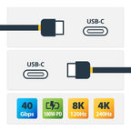 StarTech.com 3ft (1m) USB4 Cable 40Gbps, 100W (5A) Power Delivery, 8K 120Hz / 4K 240Hz DP Alt Mode, USB-IF Certified USB-C Cable - Thunderbolt Compatible
