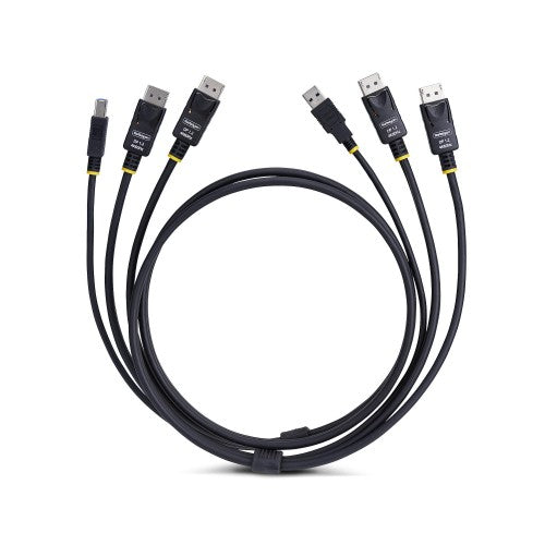 StarTech.com 6ft (1.8m) Dual-DisplayPort and USB 5Gbps KVM Cable, 4K 60Hz, Universally Compatible DP 1.2/USB 3.0 Combo Cable for Dual-Monitor KVM Switches