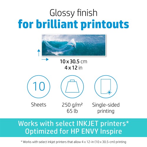 HP Advanced Photo Paper, Glossy, 65 lb, 5 x 5 in. (127 x 127 mm), 20 sheets