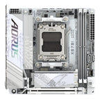 GIGABYTE X870I AORUS PRO ICE Motherboard - Supports AMD Ryzen 9000 Series CPUs, 8+2+1 phases VRM, up to 8400MHz DDR5 (OC), 1xPCIe 5.0 M.2 + 1xPCIe 4.0 M.2, WI-FI 7, 2,5GbE LAN, USB 4