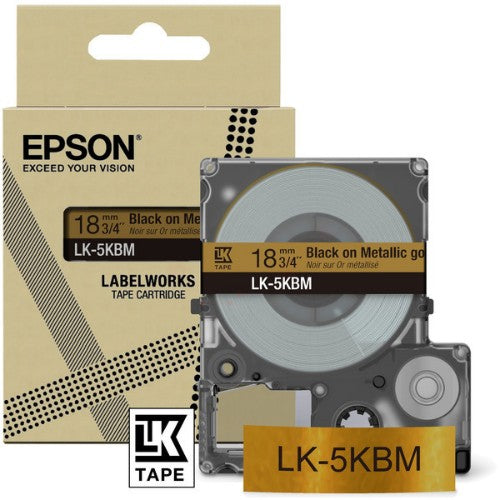 Epson C53S672093/LK-5KBM DirectLabel-etikettes black on gold 18mm x 8m for Epson LabelWorks LW-C 410/610
