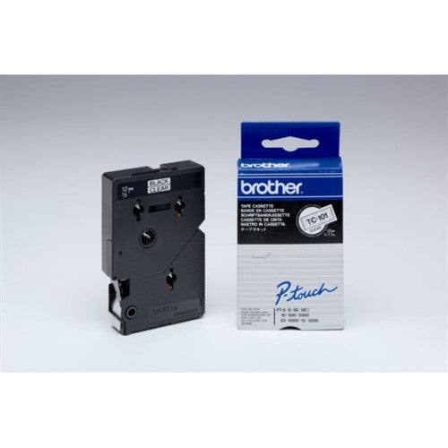 Brother TC-101 DirectLabel black on Transparent 12mm x 7,7m for Brother P-Touch TC 9-12mm