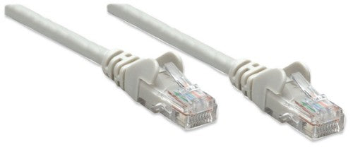 Intellinet Network Patch Cable, Cat5e, 0.5m, Grey, CCA, U/UTP, PVC, RJ45, Gold Plated Contacts, Snagless, Booted, Lifetime Warranty