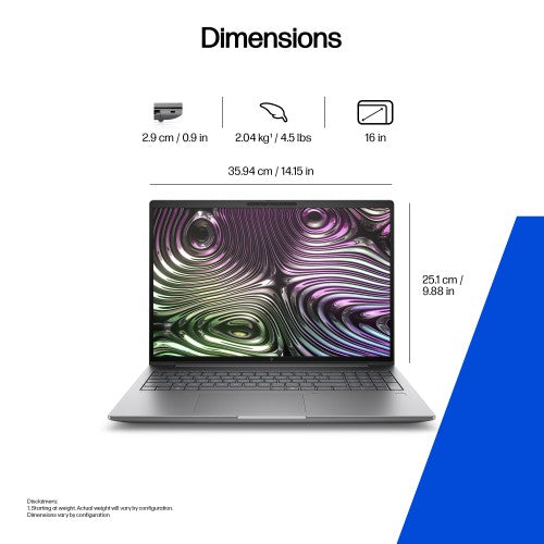 HP Zbook X G1i 16 inch Mobile Workstation PC Wolf Pro Security Edition - Data Science Intel Core Ultra 9 285H 40.6 cm (16") 2.5K 32 GB DDR5-SDRAM 1 TB SSD NVIDIA RTX PRO 2000 Blackwell Wi-Fi 7 (802.11be) Windows 11 Pro AI Workstation, AI PC Silver