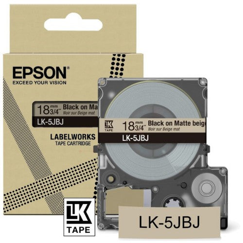 Epson C53S672091/LK-5JBJ DirectLabel-etikettes black on beige matt 18mm x 8m for Epson LabelWorks LW-C 410/610