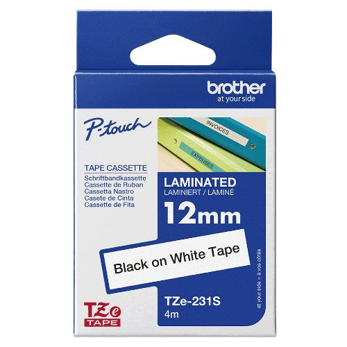 Brother TZE-231S2 DirectLabel black on white 12mm x 4m for Brother P-Touch TZ 3.5-18mm/6-12mm/6-18mm/6-24mm/6-36mm