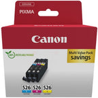 Canon 4541B019/CLI-526 Ink cartridge multi pack C,M,Y Blister with security, 3x450 pages ISO/IEC 24711 9ml Pack=3 for Canon Pixma IP 4850/MG 5350/MG 6150/MG 6250/MX 885