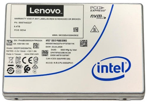 Lenovo 4XB7A17154 internal solid state drive 6.4 TB U.2 PCI Express 4.0 NVMe TLC 3D NAND