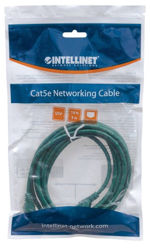 Intellinet Network Patch Cable, Cat6, 5m, Green, CCA, U/UTP, PVC, RJ45, Gold Plated Contacts, Snagless, Booted, Lifetime Warranty